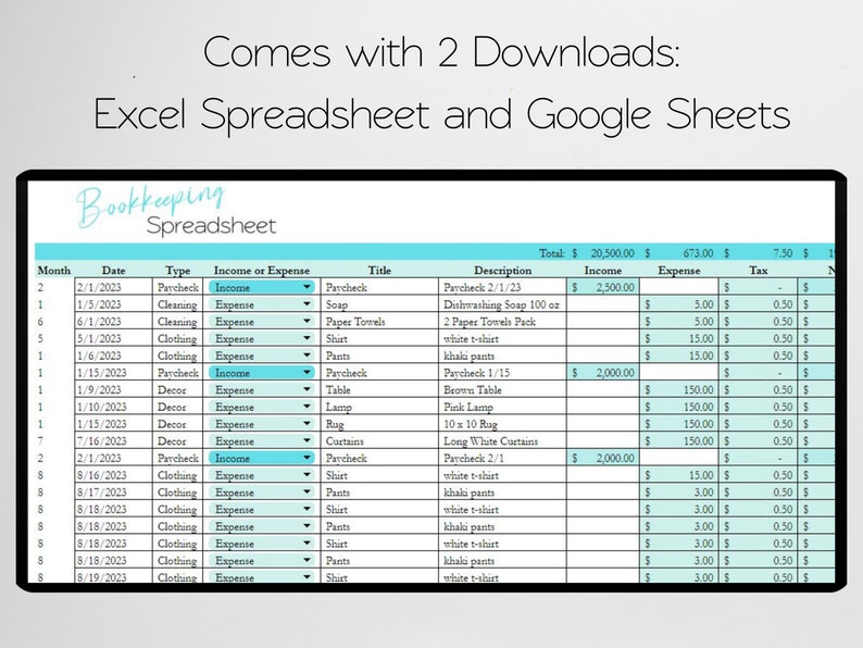 Small Business Bookkeeping Google Sheets Small Business Etsy