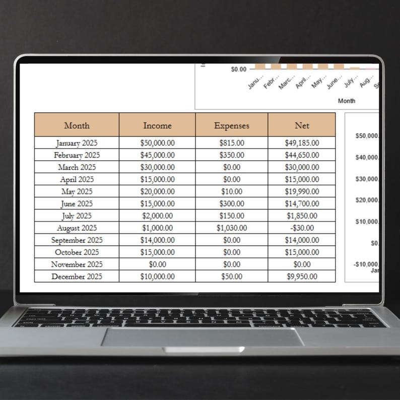 Vastgoedboekhouding, makelaarsboekhouding, inkomsten- en uitgaventracker Excel Inkomstentracker Google Spreadsheets Excel, vastgoedboekhouding afbeelding 10