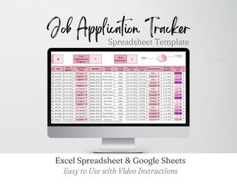 Job Application Tracker Excel Spreadsheet, Job Search Template Google Sheets, Job Search Log, Job Offer Tracker Job Tracking Career Planning