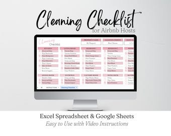 Cleaning Checklist for Short Term Rental Property, Printable Check List to Clean an Entire House - Google Sheets Spreadsheet Template