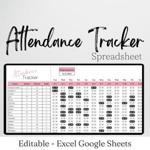 Attendance Sheet, Attendance Tracker for Google Sheets, Attendance Record, Attendance Log Attendance Tracker Excel Log School Class Template