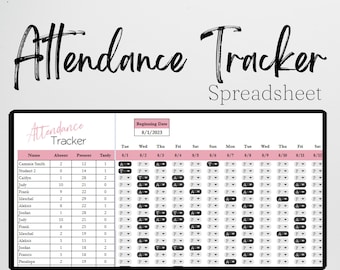 Foglio delle presenze, Tracker delle presenze per Fogli Google, Registro delle presenze, Registro delle presenze Tracker delle presenze Excel Log Modello di classe scolastica