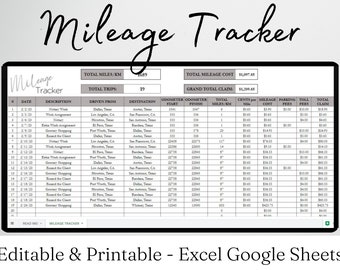 Mileage Travel Log, Gas Mileage, Mileage Printable, Mileage Excel, Delivery Tracker, Mileage Calculator, Mileage Logged, Car Google Sheets