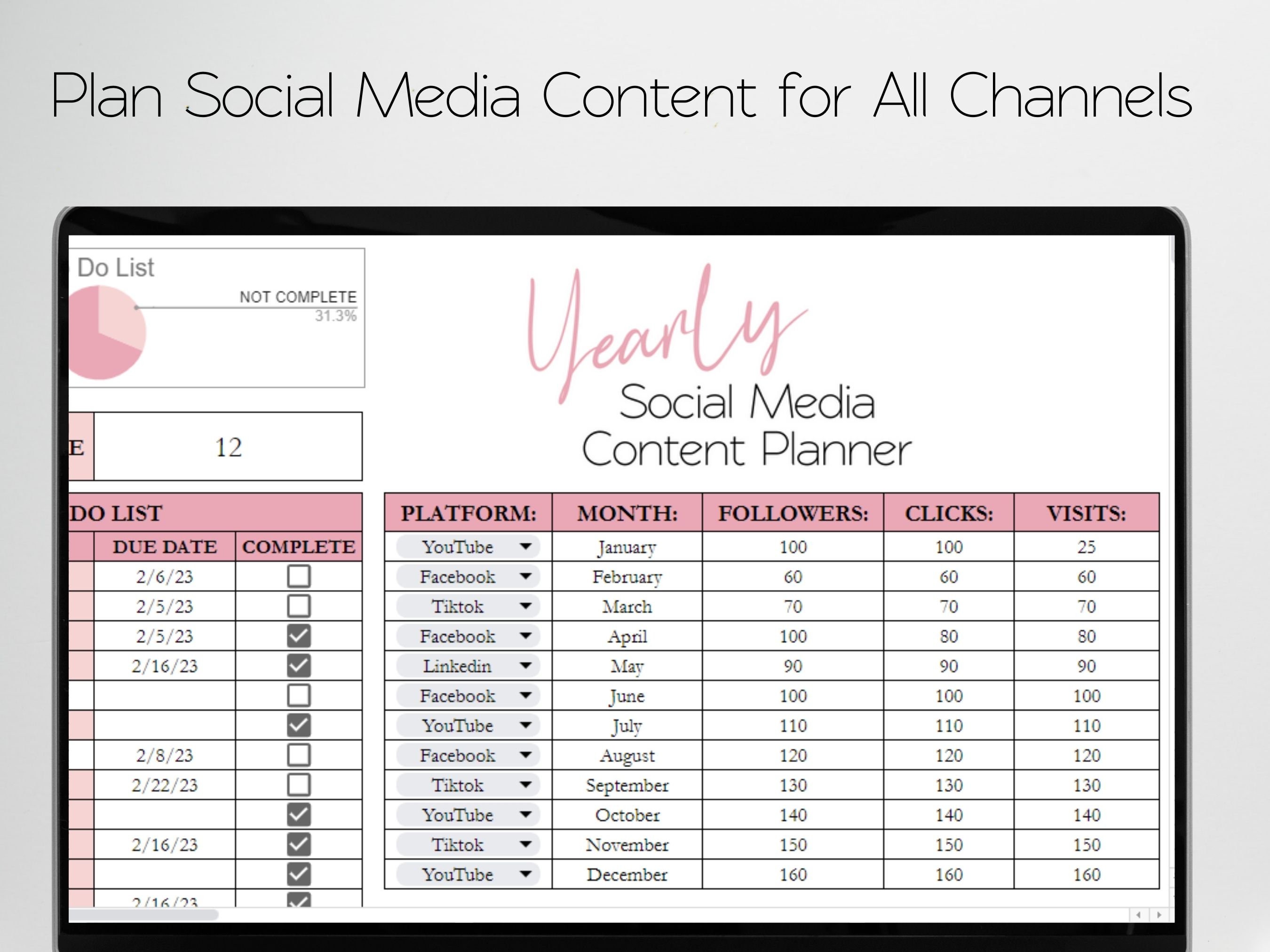 Yearly Social Media Planner Social Media Content Calendar Template Yearly Social Media Planner Social Media Content Calendar Template
