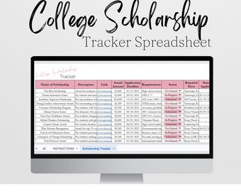 Modello di foglio di calcolo per il monitoraggio delle borse di studio, modello di foglio di calcolo Google per il monitoraggio delle borse di studio universitarie, foglio di calcolo Excel per la pianificazione universitaria delle borse di studio