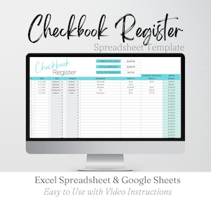 Check Register Book Tracker, Scheckheft Vorlage, Ausgaben Tracker, Scheckheft Register Excel-Arbeitsblatt, Scheckbuch Register Google Sheets