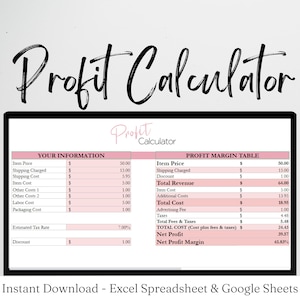Profit Calculator, Profit Margin, Profit Manager, Profit Tracker Google Sheets, Product Pricing Calculator, Product Pricing Sheet Price List