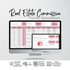 Real Estate Commission Tracker Google Sheets, Realtor Templates, Real Estate Agent Sales Tracker Spreadsheet Template, Commissions Income