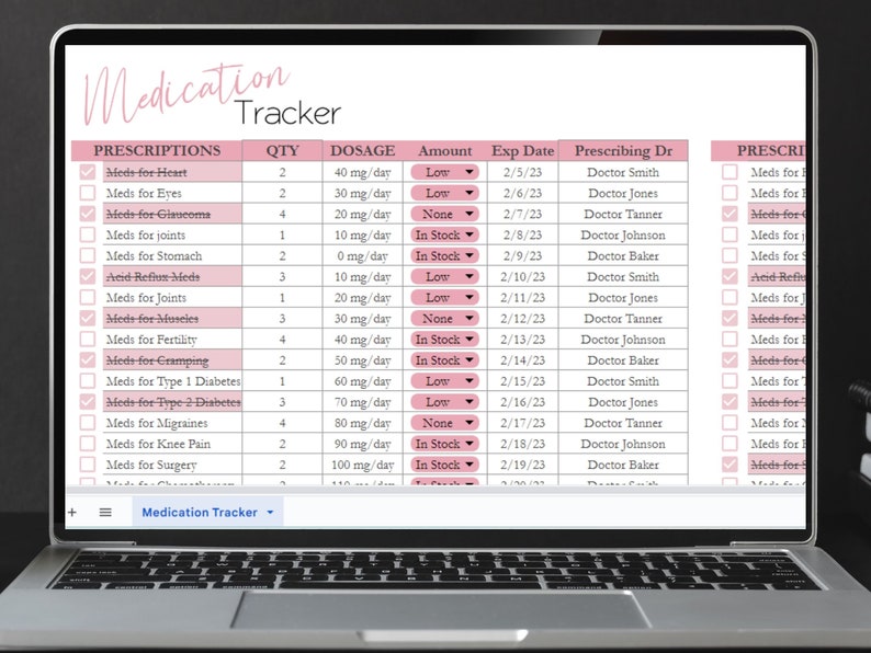 Medication Tracker Medication Checklist Daily Medication Etsy