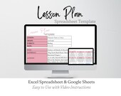 Lesson Plan Template Google Sheets, Teacher Organization Excel Spreadsheet Template, Teacher Supplies, Teaching Tools, Classroom Management