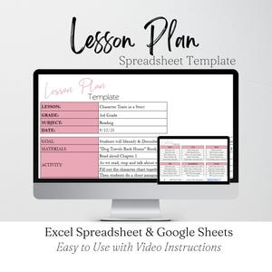 Lesson Plan Template Google Sheets, Teacher Organization Excel Spreadsheet Template, Teacher Supplies, Teaching Tools, Classroom Management