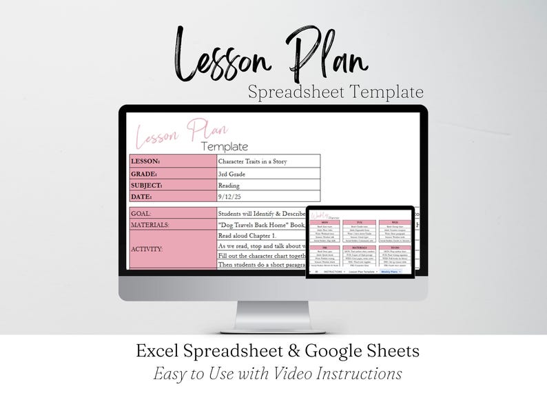 Lesson Plan Template Google Sheets, Teacher Organization Excel ...