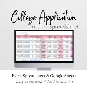 College Application Tracker Google Sheet, College Planning Spreadsheet Template, College Preparation Deadline Tracker Excel, College Planner