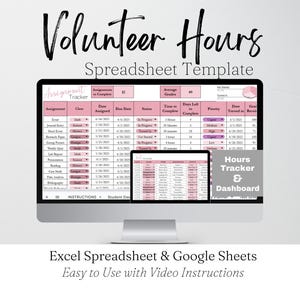 Volunteer Hours Log Sheet, Community Service Tracker Template Google Sheets, Volunteering Tracking Excel Spreadsheet