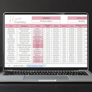 Home Inventory Template, Home Inventory Checklist, Home Inventory Spreadsheet Home Inventory tracker Personal Property Valuables Spreadsheet image 20