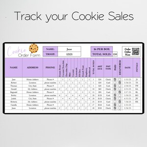 Cookie Order Form Template with QR Code, Printable Order Form 2026, Editable Google Sheet, Girl Troop Cookie Sales Forms Excel, Fundraiser image 6