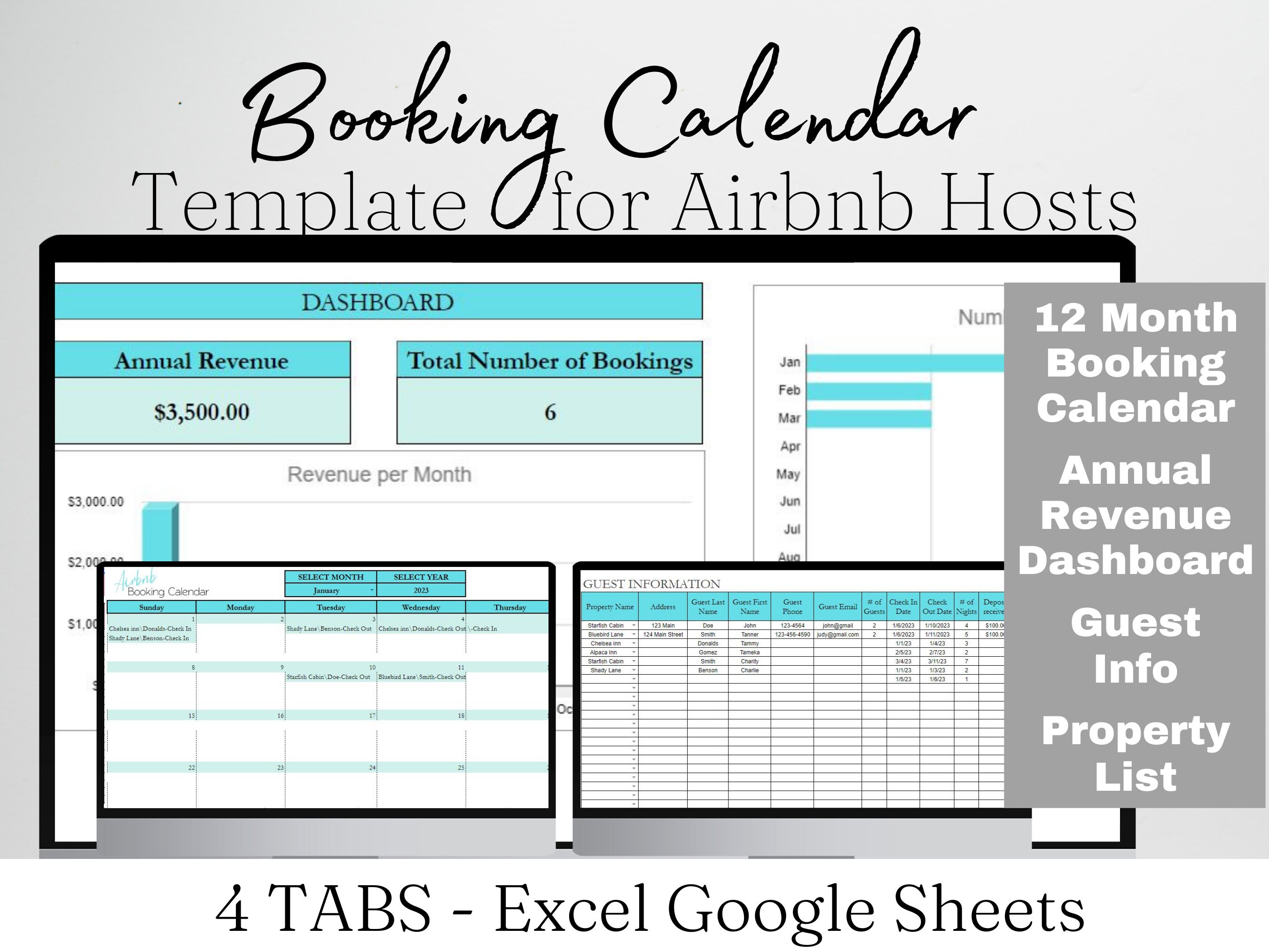 Booking Calendar Excel Template - Etsy