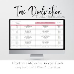 Hoja de cálculo de Excel para el seguimiento de deducciones fiscales, lista editable de deducciones fiscales, planificador fiscal, hojas de cálculo de Google para la preparación de impuestos de pequeñas empresas