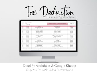 Tax Deduction Tracker Excel Spreadsheet, Editable Tax Deductions List, Tax Organizer Planner, Small Business Tax Preparation Google Sheets