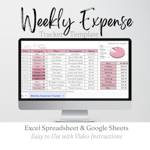 Weekly Expense Tracker Google Sheets, Monthly Expenses Spreadsheet Template, Spending Log, Finance Planner, Budgeting Sheet, Budget Sheet
