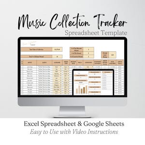 Feuille de calcul Excel Music Collection Tracker, Music Tracker Google Sheets, Collection de vinyles, Collection de disques, Collection de CD, Bibliothèque numérique
