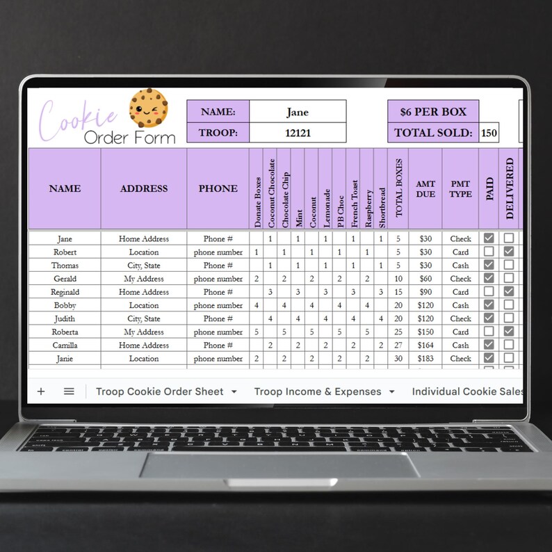 Cookie Order Form Template with QR Code, Printable Order Form 2026, Editable Google Sheet, Girl Troop Cookie Sales Forms Excel, Fundraiser image 10