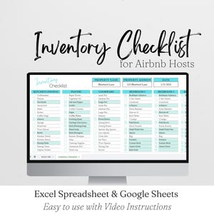 Rental Property Furnishings list, Check List of Furniture, Rental Inventory Checklist, Rental Template, Rental Spreadsheet, Rental Property
