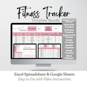 Fitnesstracker Google Spreadsheets, Excel-sjabloon voor oefeningen, spreadsheet voor gewichtsverliestracker, workoutplanner, voeding hardlopen fitnessdagboek