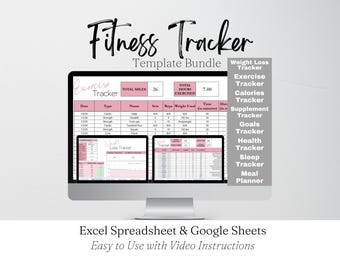 Fitness Tracker Google Sheets, Exercise Excel Template, Weight Loss Tracker Spreadsheet, Workout Planner, Nutrition Running Fitness Journal