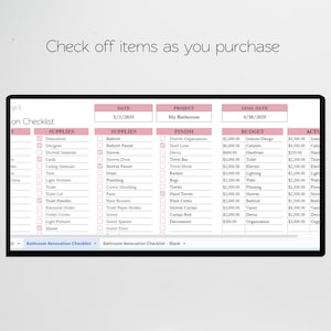 Bathroom Renovation Checklist Google Sheets, Bathroom Remodel Check List Excel Spreadsheet, Home Bath Remodel Guide Planner Template image 4