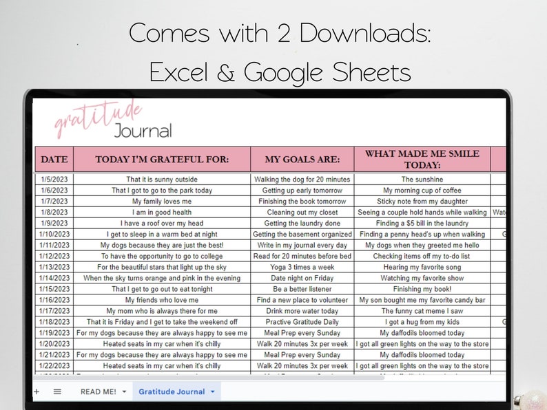 Mental Health Tracker Template Excel Spreadsheet Daily Self Etsy