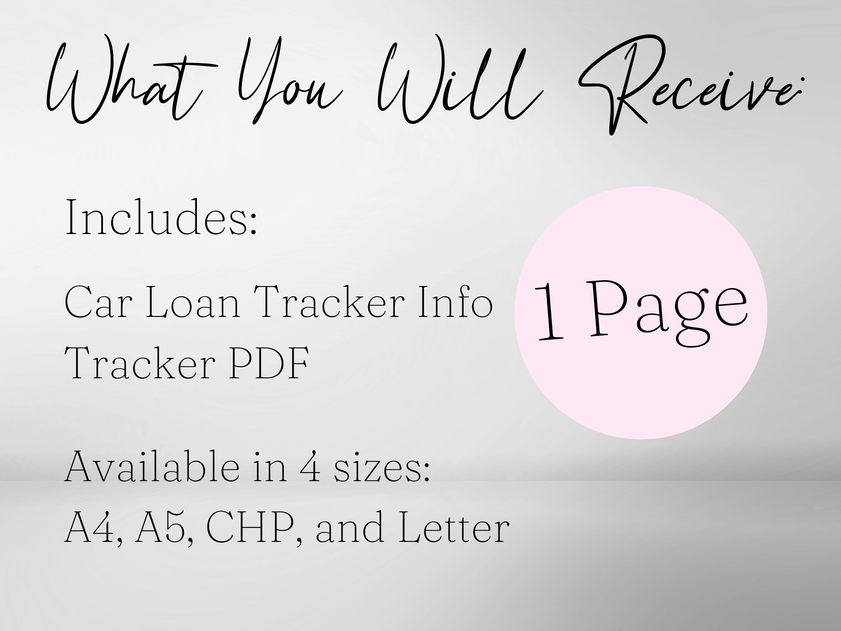 Car Loan Payment Tracker, Car Loan Tracker, Car Loan Payoff Tracker