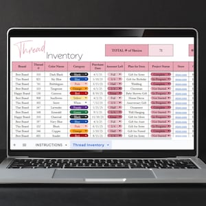 Thread Inventory Tracker Spreadsheet Template, Cross Stitch Thread ...