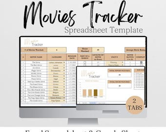 Movie Tracker Excel Spreadsheet, Movies Tracking Google Sheets, Film Tracker, Movie Journal, Movies Checklist, Movie Watch List Digital