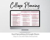 College Planning Checklist Template Google Sheets, College Prep, College Spreadsheet, College Preparation, School Planner, College Organizer