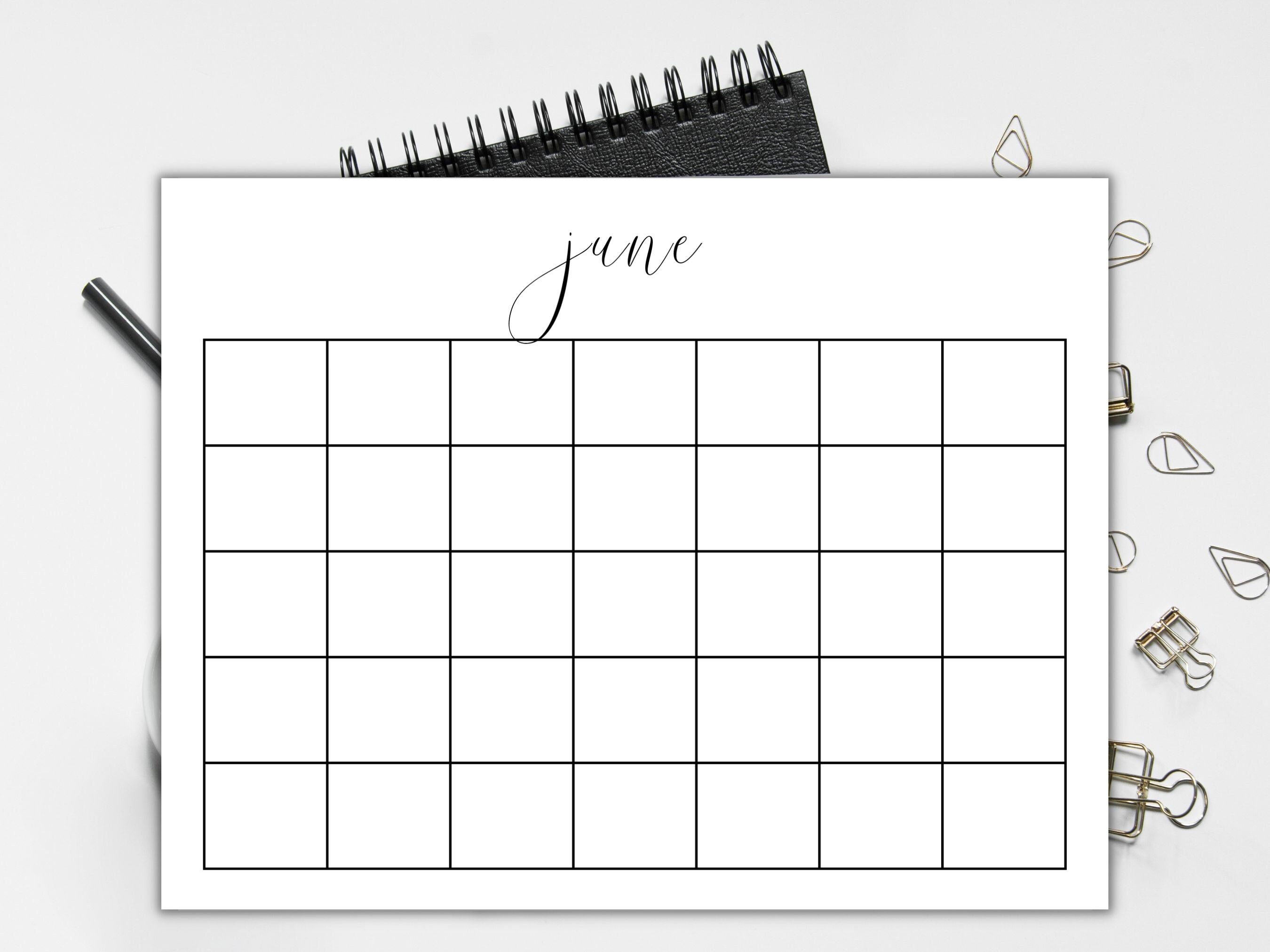 Blank Calendar PDF Calendar Printable Blank Calendars - Etsy