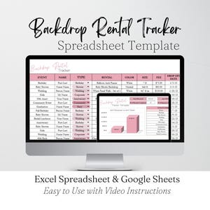 Backdrop Rental Tracker Google Sheets, Rental Business Template Excel, Photo Booth Rental Equipment Tracker, Party Backdrop, Event Planner