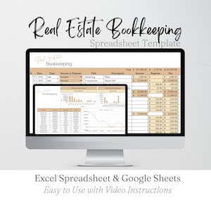 Vastgoedboekhouding, makelaarsboekhouding, inkomsten- en uitgaventracker Excel Inkomstentracker Google Spreadsheets Excel, vastgoedboekhouding afbeelding 1