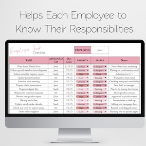 Employee Task Checklist, Excel To Do List Template, Daily Task Manager Google Sheet, Activity Tracker Digital Checklist Office Organizer image 8