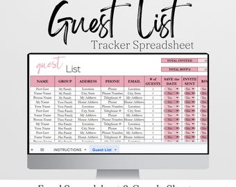 Guest List Excel Template, Invite Tracker, RSVP Tracker Google Sheet, Wedding Guest List, Address List, Party Planning, Invitation Tracker