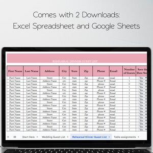 Plantilla de lista de invitados de boda, Hojas de cálculo de Google para lista de invitados de boda, Lista de invitados de boda en Excel, Hoja de cálculo para lista de invitados de boda, Seguimiento de invitados imagen 4