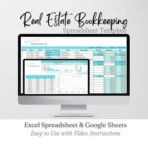 Realtor Bookkeeping, Income and Expenses Tracker Excel Income Tracker Google Sheets Excel, Real Estate Bookkeeping, Real Estate Book Keeping image 1