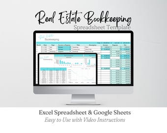Realtor Bookkeeping, Income and Expenses Tracker Excel Income Tracker Google Sheets Excel, Real Estate Bookkeeping, Real Estate Book Keeping
