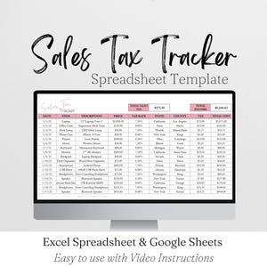 Sales Tax Tracker Spreadsheet Template, Sales Log Small Business Tax Excel Template, Accounting Template, Tax Spreadsheet Taxes Google Sheet
