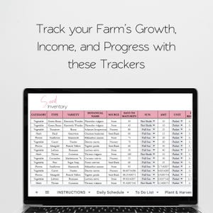 May include: A laptop computer screen displaying a spreadsheet with a pink header that says "Seed Inventory". The spreadsheet is a list of different types of seeds, including their category, type, variety, botanical name, source, days to maturity, sun, amount, unit, and requirements. The spreadsheet is organized in columns and rows.