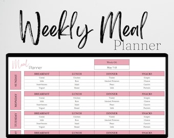 Meal Planner Template Mahlzeitenplanung Google Sheets, Haushaltsplaner, Essensplan, Familie Meal Prep Wöchentlicher Familienplaner, Mom Organisation