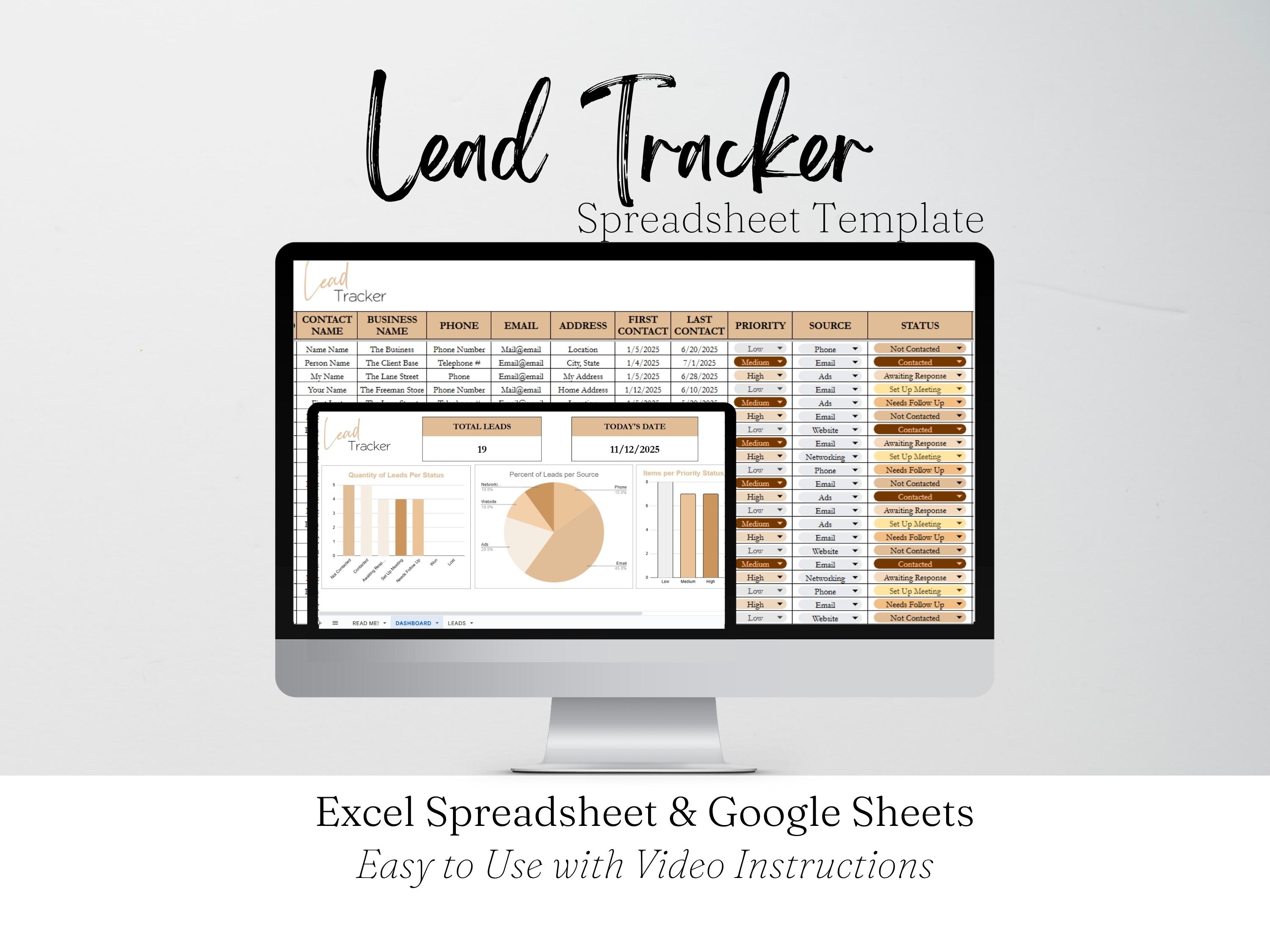 Lead Tracker Google Sheet, Lead Tracking Spreadsheet, Lead Tracker ...