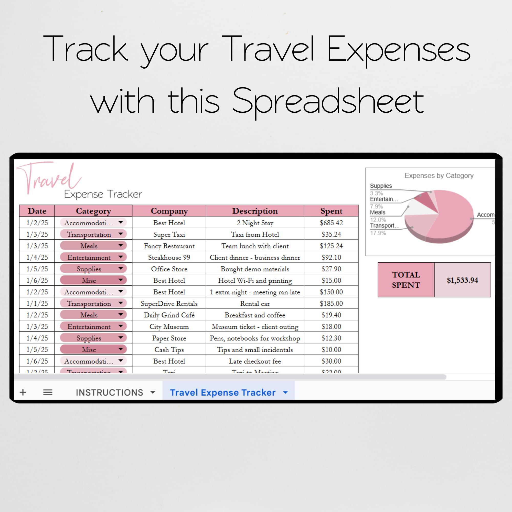 Travel Expense Tracker Google Sheets, Budget Planning, Trip Expenses ...