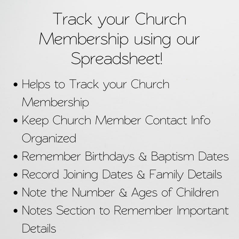 Church Roster Spreadsheet Church Members Directory Template Google Sheets, Church Membership List ...