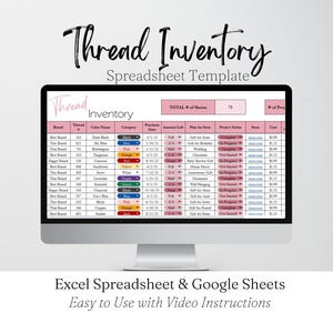 Faden Lagerbestand Tracker Tabelle Vorlage, Kreuzstich Faden Organizer Excel, Stickgarn Tracker, Stickgarn Organizer Google Sheets